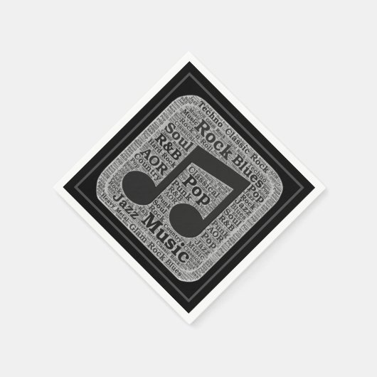  zwarte en witte muziekgenres servet (Hoek)