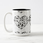 Zwarte en witte Muzieknoten Harde koffie Mok (Links)