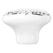 Zwarte en witte muzieknoten keramische knop (Zijkant)