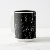 Zwarte en witte Muzieknoten Patroonkoffie Mok (Voorkant links)