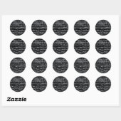 Zwarte en witte muzieknoten ronde sticker (Vel)