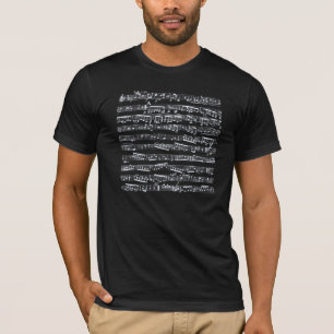 Zwarte en witte muzieknoten t-shirt