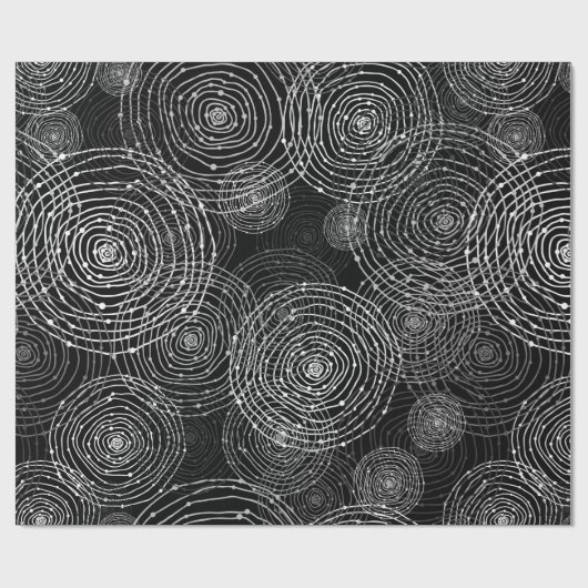 zwarte en witte naadloze ronde vormen cadeaupapier (Vlak)