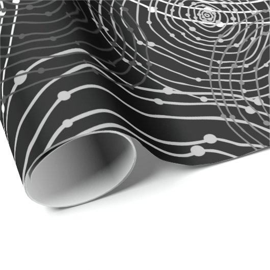 zwarte en witte naadloze ronde vormen cadeaupapier (Rol Hoek)