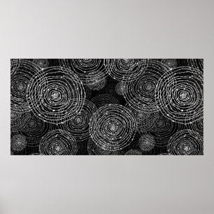 zwarte en witte naadloze ronde vormen poster