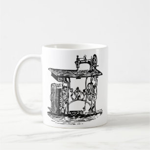 Zwarte en witte  naaimachine koffiemok