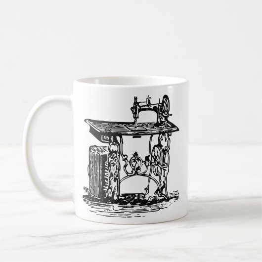 Zwarte en witte  naaimachine koffiemok (Links)