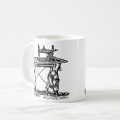 Zwarte en witte naaimachine koffiemok (Voorkant links)