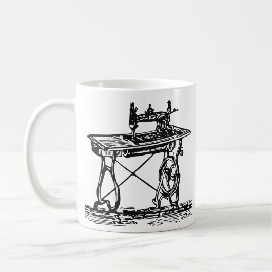 Zwarte en witte naaimachine koffiemok (Links)