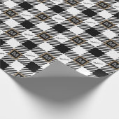 Zwarte en Witte Naam + Buffalo Check Monogram Cadeaupapier (Hoek)