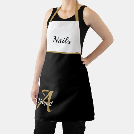 Zwarte en witte nagels op naam, speciaal aangepast schort (Insitu)