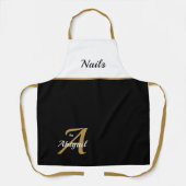 Zwarte en witte nagels op naam, speciaal aangepast schort (Voorkant)