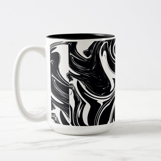 Zwarte en witte natte verfscrollesthetisch tweekleurige koffiemok (Links)