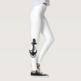 zwarte en witte nautische ANCHOR met touw | Leggings