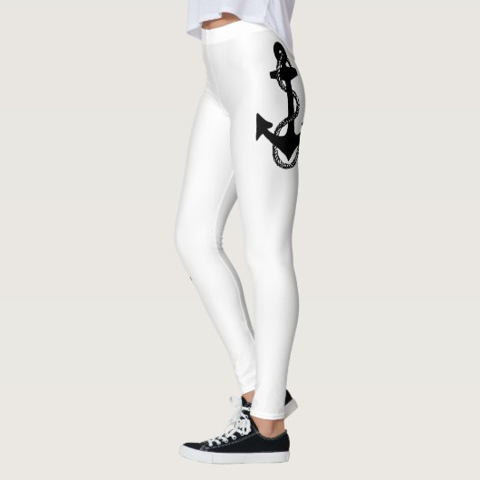 zwarte en witte nautische ANCHOR met touw | Leggings (Links)