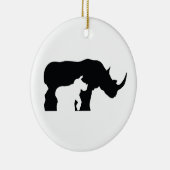 Zwarte en Witte Neushoorn Keramisch Ornament (Rechts)