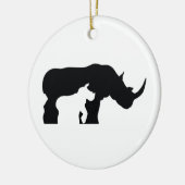 Zwarte en Witte Neushoorn Keramisch Ornament (Links)