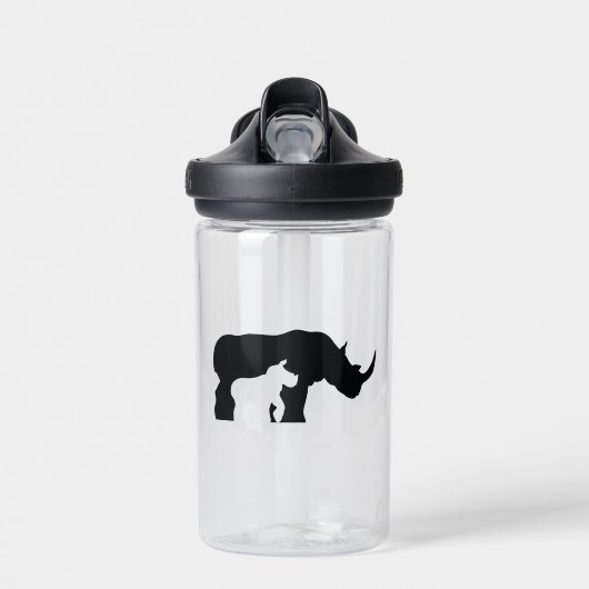 Zwarte en Witte Neushoorn Waterfles (Voorkant)