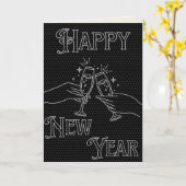 Zwarte en witte nieuwjaarskaart kaart (Gele Bloem)