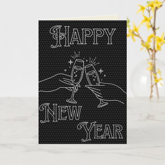 Zwarte en witte nieuwjaarskaart kaart (Gele Bloem)