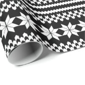 Zwarte en witte Noordse kerstkeuken Patroon Cadeaupapier (Rol Hoek)