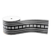 Zwarte en witte Noordse kerstkeuken Patroon Grosgrain Lint (Spoel)