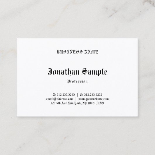 Zwarte en witte nostalgische oude Engelse tekst Visitekaartje (Achterkant)