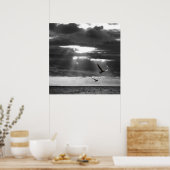 Zwarte en witte Oceaan Poster (Keuken)