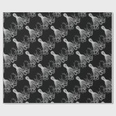 Zwarte en witte octopus cadeaupapier (Vlak)