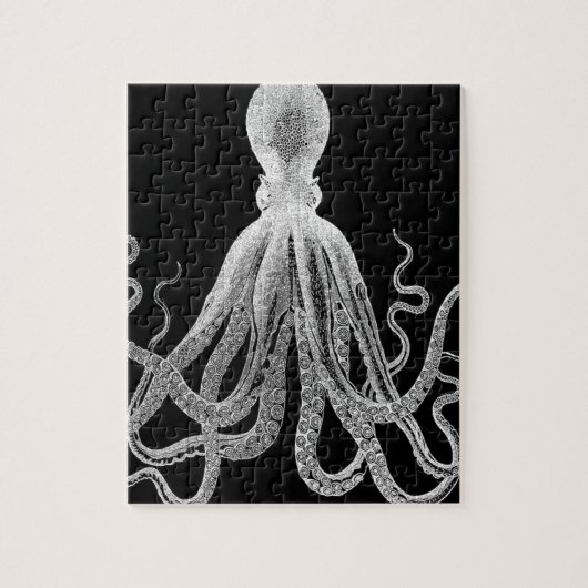Zwarte en witte octopus legpuzzel (Verticaal)