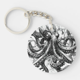 Zwarte en witte octopus lijkt op een eeuwenoude in sleutelhanger