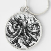 Zwarte en witte octopus lijkt op een eeuwenoude in sleutelhanger (Voorkant)