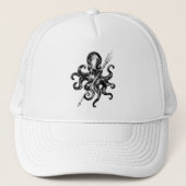 Zwarte en witte octopus met drift trucker pet (Voorkant)