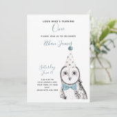 Zwarte en witte olifant 1e verjaardag Jongen Party Kaart (Staand voorkant)