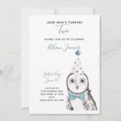 Zwarte en witte olifant 2e verjaardag Jongen Party Kaart (Voorkant)