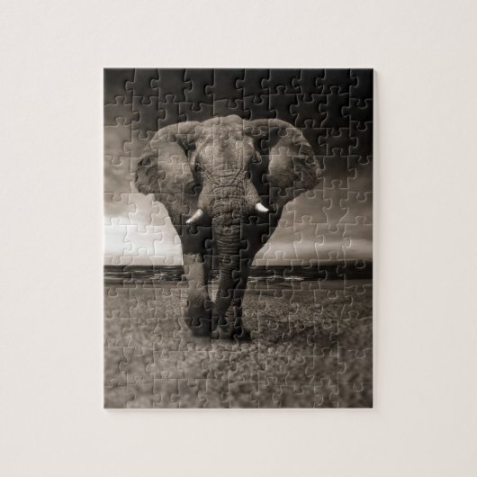 Zwarte en witte olifant legpuzzel (Verticaal)
