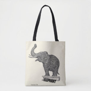 Zwarte en witte olifantentekening, 1935 tote bag