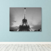 Zwarte en witte olifantentoren in Parijs Canvas Afdruk (Insitu (Houten vloer))