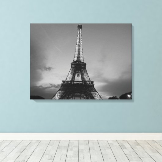 Zwarte en witte olifantentoren in Parijs Canvas Afdruk (Insitu (Houten vloer))