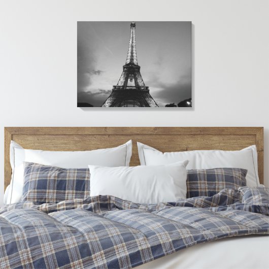 Zwarte en witte olifantentoren in Parijs Canvas Afdruk (Insitu (Slaapkamer))