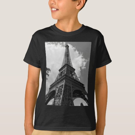 Zwarte en witte olifantentoren in Parijs T-shirt (Voorkant)