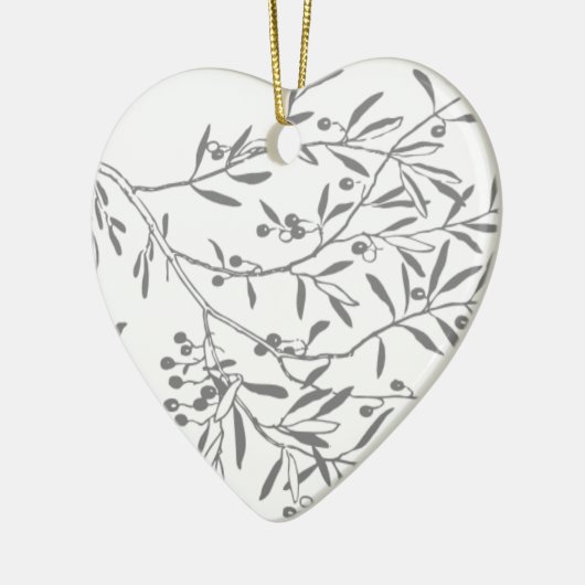 Zwarte en witte olijftak keramisch ornament (Links)