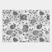 Zwarte en Witte Omgekeerde Dahlias Floral Vine Inpakpapier Vel (Voorkant 2)