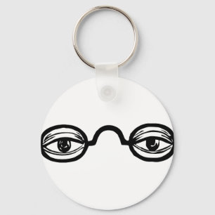 Zwarte en witte  oogbril en ogen sleutelhanger