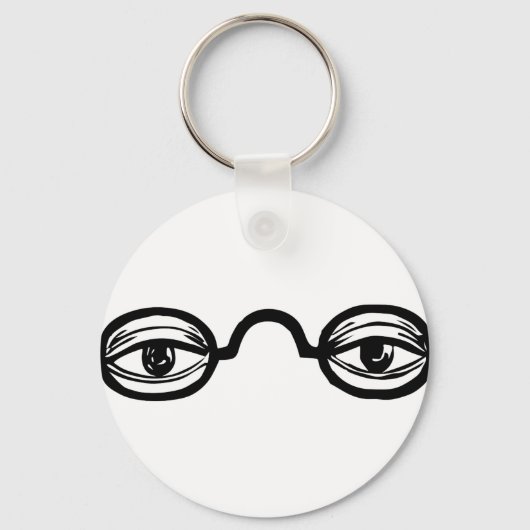 Zwarte en witte oogbril en ogen sleutelhanger (Voorkant)