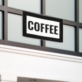 ZWARTE EN WITTE OPEN SIGN SPANDOEK (Buitenkant Gebouw)