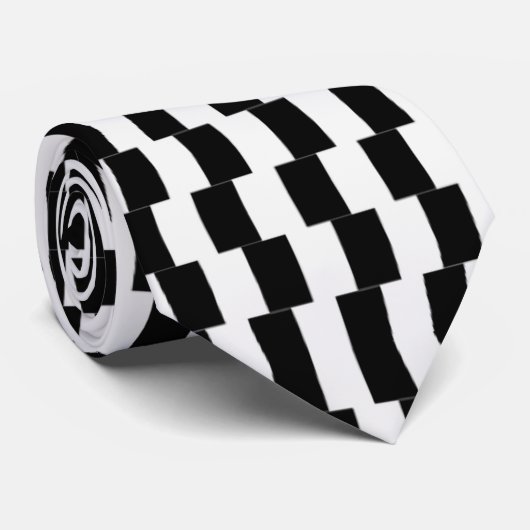 Zwarte en witte optische illusie stropdas (Opgerold)