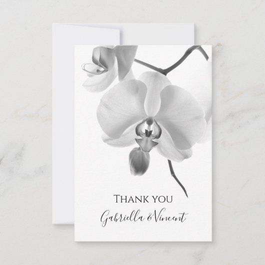 Zwarte en witte orchidee weddenschap notitiekaartje (Voorkant)