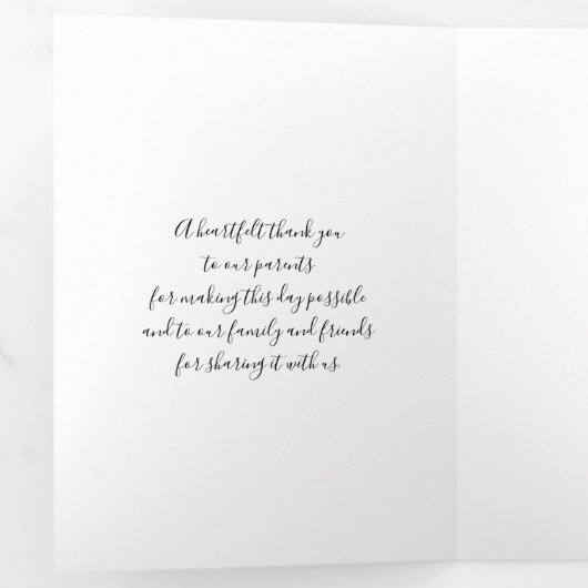 Zwarte en witte orchideeën bruiloft drieluik programma (Binnenzijde eerst)