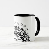 Zwarte en witte ornament mandala mok (Voorkant rechts)